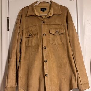 Soft Faux Suede Tan Men's Shirt Jacket by True Grit - Medium